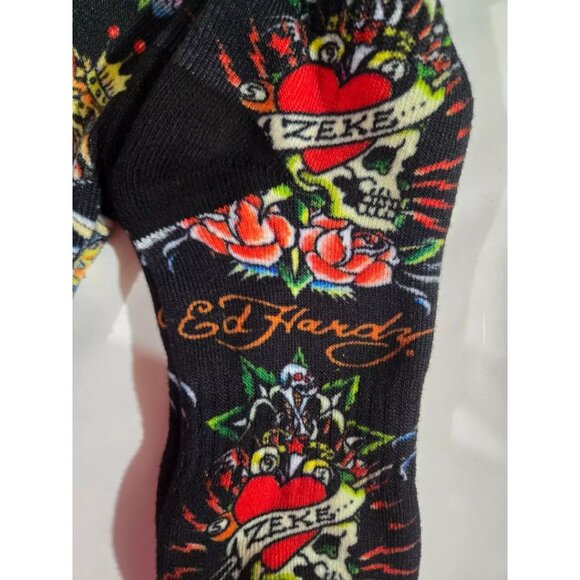 Men's Ed Hardy Socks Fully Cushioned Crew Logo 2 pack Zeke Skulls Heart NEW NWT - Picture 3 of 5